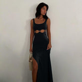 Sexy Hollow Sleeveless Maxi Dress